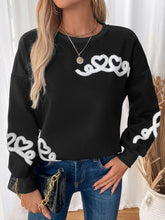 Load image into Gallery viewer, Perfee Heart Round Neck Long Sleeve Sweater