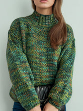 Load image into Gallery viewer, Heathered Turtleneck Dropped Shoulder Sweater