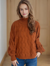 Load image into Gallery viewer, Cable-Knit Turtleneck Long Sleeve Sweater