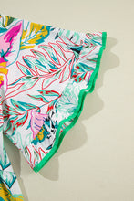 Load image into Gallery viewer, Ruffled Printed Tie Neck Blouse