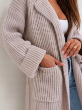 Load image into Gallery viewer, Pocketed Collared Neck Dropped Shoulder Cardigan