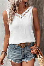 Load image into Gallery viewer, Lace Detail Textured V-Neck Tank