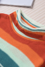 Load image into Gallery viewer, Contrast Striped Turtleneck Dropped Shoulder Sweater