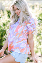 Load image into Gallery viewer, Smocked Round Neck Short Sleeve Blouse
