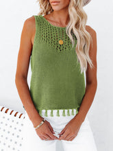 Load image into Gallery viewer, Cutout Tassel Round Neck Tank