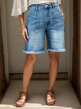 Load image into Gallery viewer, Raw Hem Denim Shorts with Pockets