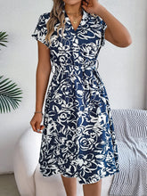 Load image into Gallery viewer, Printed V-Neck Short Sleeve Dress