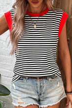 Load image into Gallery viewer, Striped Round Neck Cap Sleeve Top