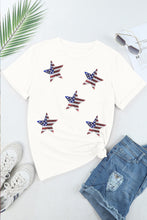 Load image into Gallery viewer, Sequin Star Round Neck Short Sleeve T-Shirt
