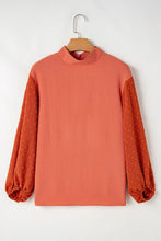 Load image into Gallery viewer, Swiss Dot Mock Neck Balloon Sleeve Blouse