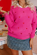 Load image into Gallery viewer, Heart Round Neck Long Sleeve Sweater