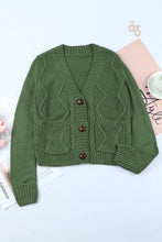 Load image into Gallery viewer, Cable-Knit Button Down V-Neck Cardigan