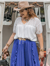 Load image into Gallery viewer, Plus Size Tie Neck Short Sleeve Blouse