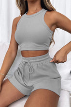 Load image into Gallery viewer, Round Neck Top and Drawstring Shorts Set