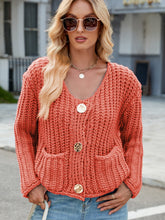 Load image into Gallery viewer, Round Neck Button Up Cardigan with Pockets