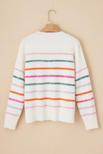 Load image into Gallery viewer, Striped Round Neck Dropped Shoulder Sweater