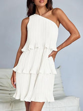 Load image into Gallery viewer, Layered Single Shoulder Mini Dress
