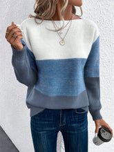 Load image into Gallery viewer, Color Block Drop Shoulder Long Sleeve Sweater