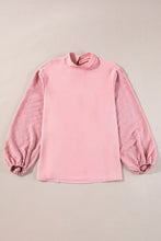 Load image into Gallery viewer, Swiss Dot Mock Neck Balloon Sleeve Blouse