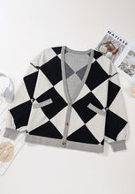Load image into Gallery viewer, Color Block Button Down Long Sleeve Cardigan