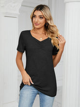 Load image into Gallery viewer, Ruched V-Neck Short Sleeve T-Shirt