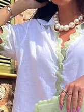 Load image into Gallery viewer, Contrast Trim Collared Neck Top and Shorts Set