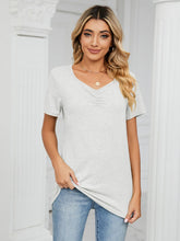 Load image into Gallery viewer, Ruched V-Neck Short Sleeve T-Shirt