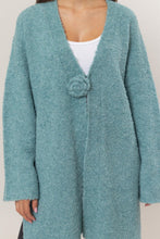 Load image into Gallery viewer, HYFVE Front Rosette Longline Slit Sweater Cardigan