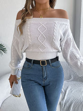 Load image into Gallery viewer, Cable Knit Off-Shoulder Long Sleeve Sweater