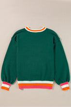 Load image into Gallery viewer, Contrast Round Neck Long Sleeve Sweater