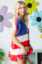 Load image into Gallery viewer, First Love Full Size USA Flag Drop Shoulder Knit Top