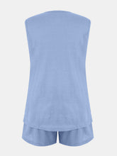 Load image into Gallery viewer, Full Size Waffle-Knit Notched Top and Shorts Set