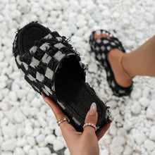Load image into Gallery viewer, Plaid PU Leather Platform Sandals