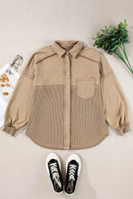 Load image into Gallery viewer, Waffle-Knit Collared Neck Long Sleeve Shacket