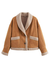 Load image into Gallery viewer, Fuzzy Collared Neck Long Sleeve Jacket