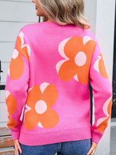 Load image into Gallery viewer, Flower Round Neck Long Sleeve Sweater