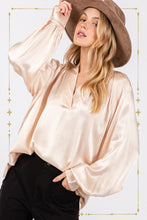 Load image into Gallery viewer, SAGE + FIG Notched Long Sleeve Blouse