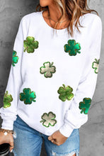 Load image into Gallery viewer, Lucky Clover Round Neck Long Sleeve Sweatshirt