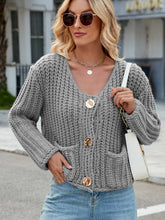 Load image into Gallery viewer, Round Neck Button Up Cardigan with Pockets
