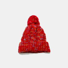 Load image into Gallery viewer, Contrast Cable-Knit Hat with Pompom
