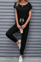 Load image into Gallery viewer, Contrast Trim Round Neck Top and Pants Set