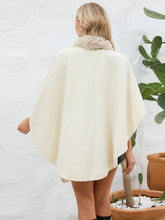 Load image into Gallery viewer, Fuzzy Trim Open Front Poncho