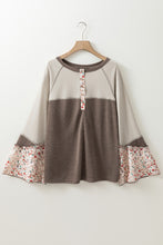 Load image into Gallery viewer, Floral Half Button Long Sleeve T-Shirt
