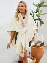Load image into Gallery viewer, Fuzzy Trim Open Front Poncho