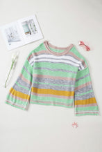 Load image into Gallery viewer, Contrast Striped Boat Neck Dropped Shoulder Sweater