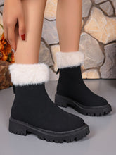 Load image into Gallery viewer, Faux Fur Trim Suede Platform Boots