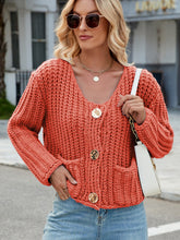Load image into Gallery viewer, Round Neck Button Up Cardigan with Pockets