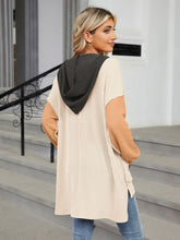Load image into Gallery viewer, Double Take Contrast Hooded Long Sleeve Top