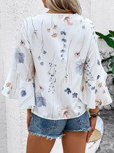 Load image into Gallery viewer, Ruffled Printed V-Neck Half Sleeve Blouse
