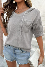 Load image into Gallery viewer, Drawstring Half Sleeve Hooded Sweater